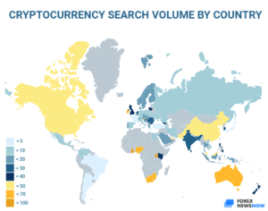 Cryptocurrency interest map