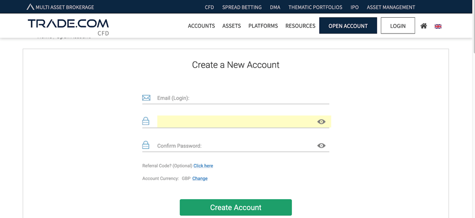 Trade.com account opening