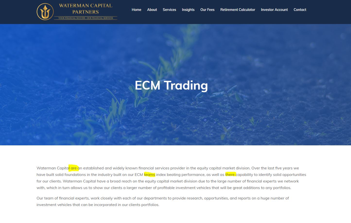 Waterman Capital ECM Trading